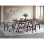 7-Piece Walnut Finish Dining Set with Upholstered Chairs – Wooden Kitchen Table & Chair Ensemble