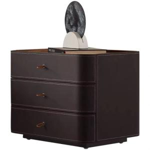 Bedside table Simple saddle leather Modern luxury bedside table, bedroom storage function
