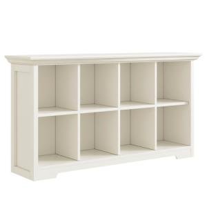 OSCHF Cube Shelf Bookcase with Base - Wooden 2 Tiers Floor Standing Low Storage Cabinet for Home and Office, 8-Cube Lattice Bookshelf, Warm White
