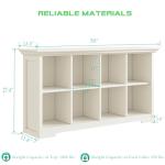 OSCHF Cube Shelf Bookcase with Base - Wooden 2 Tiers Floor Standing Low Storage Cabinet for Home and Office, 8-Cube Lattice Bookshelf, Warm White