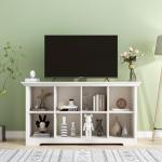 OSCHF Cube Shelf Bookcase with Base - Wooden 2 Tiers Floor Standing Low Storage Cabinet for Home and Office, 8-Cube Lattice Bookshelf, Warm White