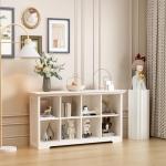 OSCHF Cube Shelf Bookcase with Base - Wooden 2 Tiers Floor Standing Low Storage Cabinet for Home and Office, 8-Cube Lattice Bookshelf, Warm White