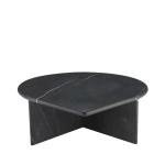Italian Design Black Marble Coffee Table Set - Leaf Shape Nesting Tables, Luxury Triple Sofa Side Table for Living Room Decor