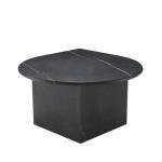 Italian Design Black Marble Coffee Table Set - Leaf Shape Nesting Tables, Luxury Triple Sofa Side Table for Living Room Decor