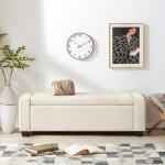 Huatean Home 48" Ottoman with Storage, Storage Ottoman Bench with Safety Hinge, Upholstered Entryway Bench with Seating for Bedroom, Living Room, Holds up to 330 lb, Beige