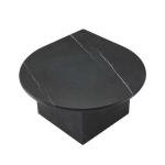 Italian Design Black Marble Coffee Table Set - Leaf Shape Nesting Tables, Luxury Triple Sofa Side Table for Living Room Decor