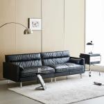 Modern Italian Black Couch Leather Nordic Large Luxury Living Room Sofas Puffs Double Lounge Divano Soggiorno Home Furniture