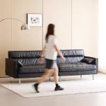 Modern Italian Black Couch Leather Nordic Large Luxury Living Room Sofas Puffs Double Lounge Divano Soggiorno Home Furniture