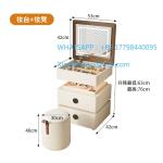 Customizable Makeup Vanity Makeup Drawer LED Lamp French Movable Lifting Rotating Dresser Bedside Table Integrated Cabinet Dress