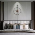 DRELIFAM Modern Wall Clock Large Wall Clocks with Walnut Dial Silent Non-Ticking for Living Room Home Decor Bedroom Kitchen Office 17.8''× 24.4'' (Black, Medium)