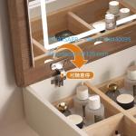 Customizable Makeup Vanity Makeup Drawer LED Lamp French Movable Lifting Rotating Dresser Bedside Table Integrated Cabinet Dress
