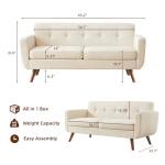67-Inch Mid-Century Modern Beige Loveseat Sofa