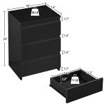 Yaheetech Nightstand with Drawer, 3 Drawers Bedside Table with Sturdy Base, Wood Bedside Cupboard Accent Table with Storage Space for Bedroom, Easy Assembly, Black