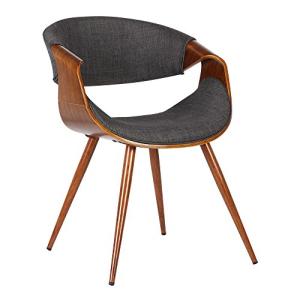 Armen Living Butterfly Mid-Century Dining Chair in Walnut Finish and Charcoal Fabric