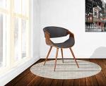 Armen Living Butterfly Mid-Century Dining Chair in Walnut Finish and Charcoal Fabric
