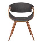 Armen Living Butterfly Mid-Century Dining Chair in Walnut Finish and Charcoal Fabric