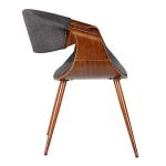 Armen Living Butterfly Mid-Century Dining Chair in Walnut Finish and Charcoal Fabric