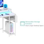 Lufeiya White Computer Desk with File Drawers Cabinet, 55 Inch Home Office Desk with Monitor Stand Shelves, Writing Study Gaming Desks with Led Lights and Power Outlets for Bedroom, White