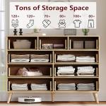 Rovaurx 9 Drawers Dresser for Bedroom, Boho Chest of Drawers with Metal Handles, Wooden Storage Organizer with Rattan Drawers for Closet, Living Room, Hallway, Natural RDG009M