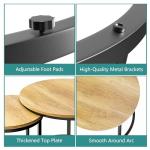 Smuxee Nesting Coffee Table Set of 2, 23.6" Round Coffee Table Brown Wood with Adjustable Non-Slip Feet, Industrial End Table Side Tables for Living Room Bedroom Balcony Yard