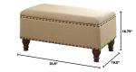 Homepop Home Decor | Upholstered Storage Bench with Nailhead Trim | Ottoman with Storage for Living Room & Bedroom | Decorative Home Furniture (Tan ) Large