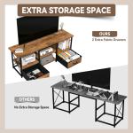 55" TV Stand with Fabric Drawers-Brown