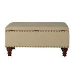 Homepop Home Decor | Upholstered Storage Bench with Nailhead Trim | Ottoman with Storage for Living Room & Bedroom | Decorative Home Furniture (Tan ) Large