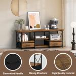 55" TV Stand with Fabric Drawers-Brown