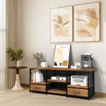 55" TV Stand with Fabric Drawers-Brown