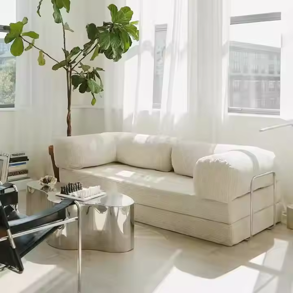 Minimalist Corduroy Living Room Modular Sectional Cozy Sofa Bed Vacuum Compressed Sofa
