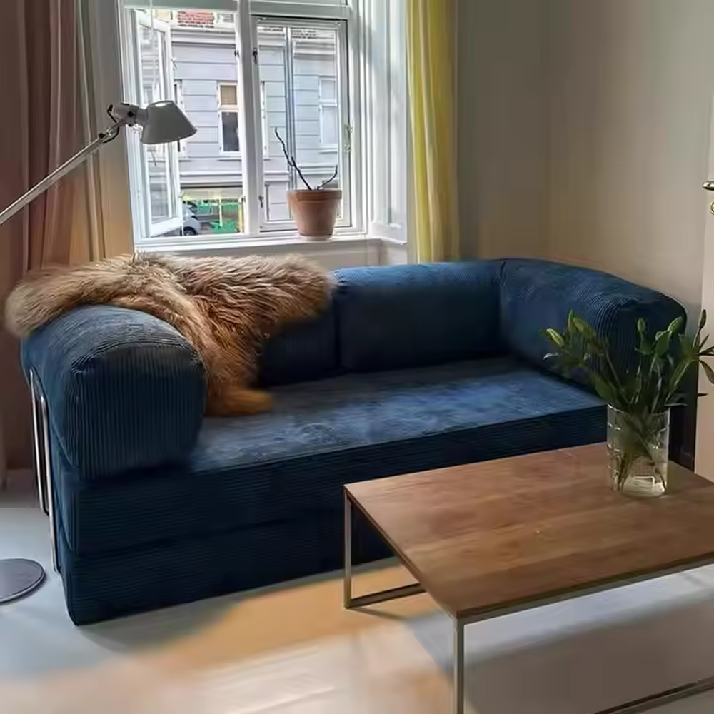 Minimalist Corduroy Living Room Modular Sectional Cozy Sofa Bed Vacuum Compressed Sofa