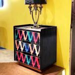 Italian marble solid bedside table designer modern luxury bedroom home light luxury  wall storage cabinet