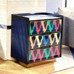 Italian marble solid bedside table designer modern luxury bedroom home light luxury  wall storage cabinet