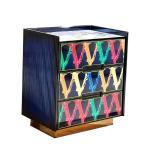 Italian marble solid bedside table designer modern luxury bedroom home light luxury  wall storage cabinet