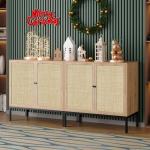 Set of 2 Rattan Sideboard Cabinets - 63" Wide