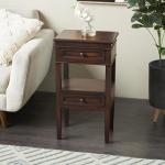 Deco 79 Wood Side End Accent Table 2 Drawers and 1 Shelf End Table, Side Table 16" x 12" x 29", Brown