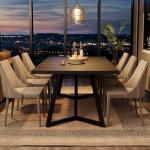 Tribesigns 70.86-Inch Large Dining Table for 6-8, Modern Dining Room Table with Metal Frame, Rectangular Kitchen Dinner Table for Home Dining Room Family (Black)