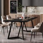 Tribesigns 70.86-Inch Large Dining Table for 6-8, Modern Dining Room Table with Metal Frame, Rectangular Kitchen Dinner Table for Home Dining Room Family (Black)