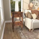 Deco 79 Wood Side End Accent Table 2 Drawers and 1 Shelf End Table, Side Table 16" x 12" x 29", Brown