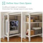 Lufeiya White Desk with Drawers Storage - 47 inch Home Office Computer Gaming Desks with Monitor Stand LED Lights and Power Outlets, White