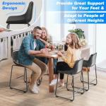 Rfiver Pu Faux Leather Bar Stools Set of 2, Industrial Pub Barstools with Back and Footrest, Modern Armless Bar Height Stool Chairs (Black, 24" Counter Chair x2)