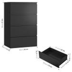 FOTOSOK Black Dresser, 4 Drawer Dresser Modern Storage Chest of Drawers 23.6L x 15.7W x 31.5H in, Black Dressers Storage Cabinet with 4 Drawers for Home Office