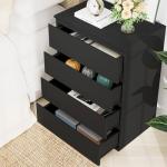 FOTOSOK Black Dresser, 4 Drawer Dresser Modern Storage Chest of Drawers 23.6L x 15.7W x 31.5H in, Black Dressers Storage Cabinet with 4 Drawers for Home Office