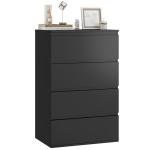 FOTOSOK Black Dresser, 4 Drawer Dresser Modern Storage Chest of Drawers 23.6L x 15.7W x 31.5H in, Black Dressers Storage Cabinet with 4 Drawers for Home Office