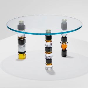 Imported European style entrance Lux crystal coffee round side table sand flash purchase