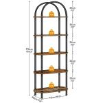 HOOBRO 5 Tier Open Bookshelf, Industrial Arched Bookcase Display Shelf Rack, Wooden Bookcase Storage Shelf Metal Frame, Tall Storage Organizer for Home, Easy Assembly, Rustic Brown BF176SJ01