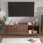 Mid Century Modern TV Stand for Televisions up to 70 Inches, with Sliding Doors and Storage, Television Stands, TV Consoles, Med
