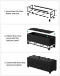SONGMICS Storage Ottoman Bench, Foot Rest with Legs, 15.7 x 43.3 x 15.7 Inches, End of Bed Bench, Storage Chest, Load up to 660 lb, for Living Room, Bedroom, Entryway, Ink Black ULSF088B01