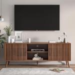 Mid Century Modern TV Stand for Televisions up to 70 Inches, with Sliding Doors and Storage, Television Stands, TV Consoles, Med
