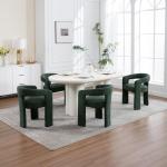 Contemporary Boucle Fabric Barrel Dining Chairs, Set of Four, Plush Sherpa-Covered Accent Chairs for Living Room, Cozy Armrest S